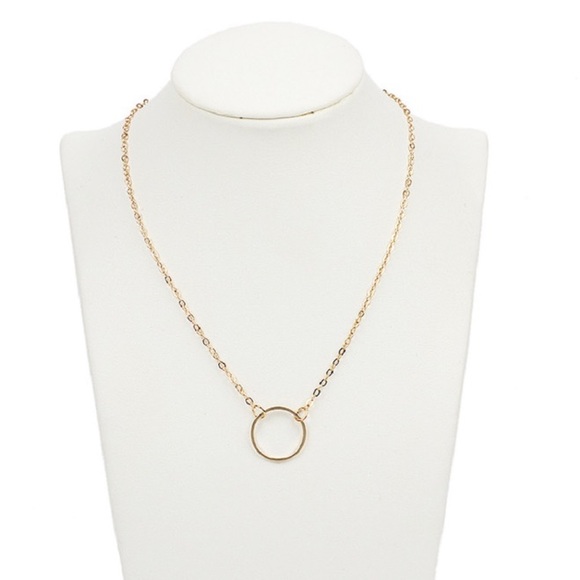 Gold Tone Single Circle Necklace - Picture 2 of 2